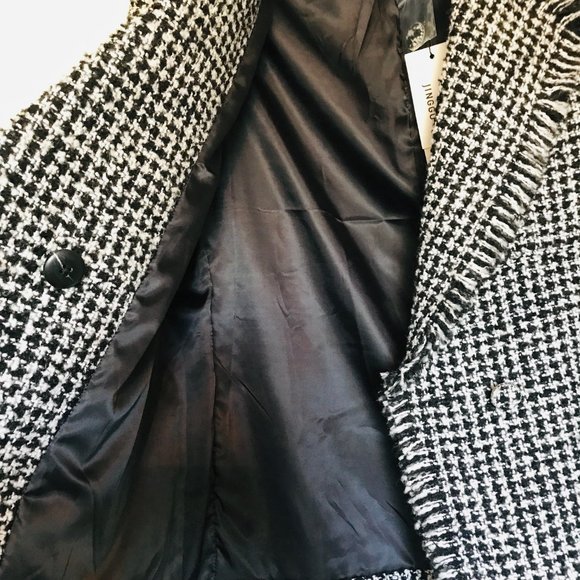 Jinggu Houndstooth Black and White Tweed Blazer Size L, NWT - Picture 3 of 5